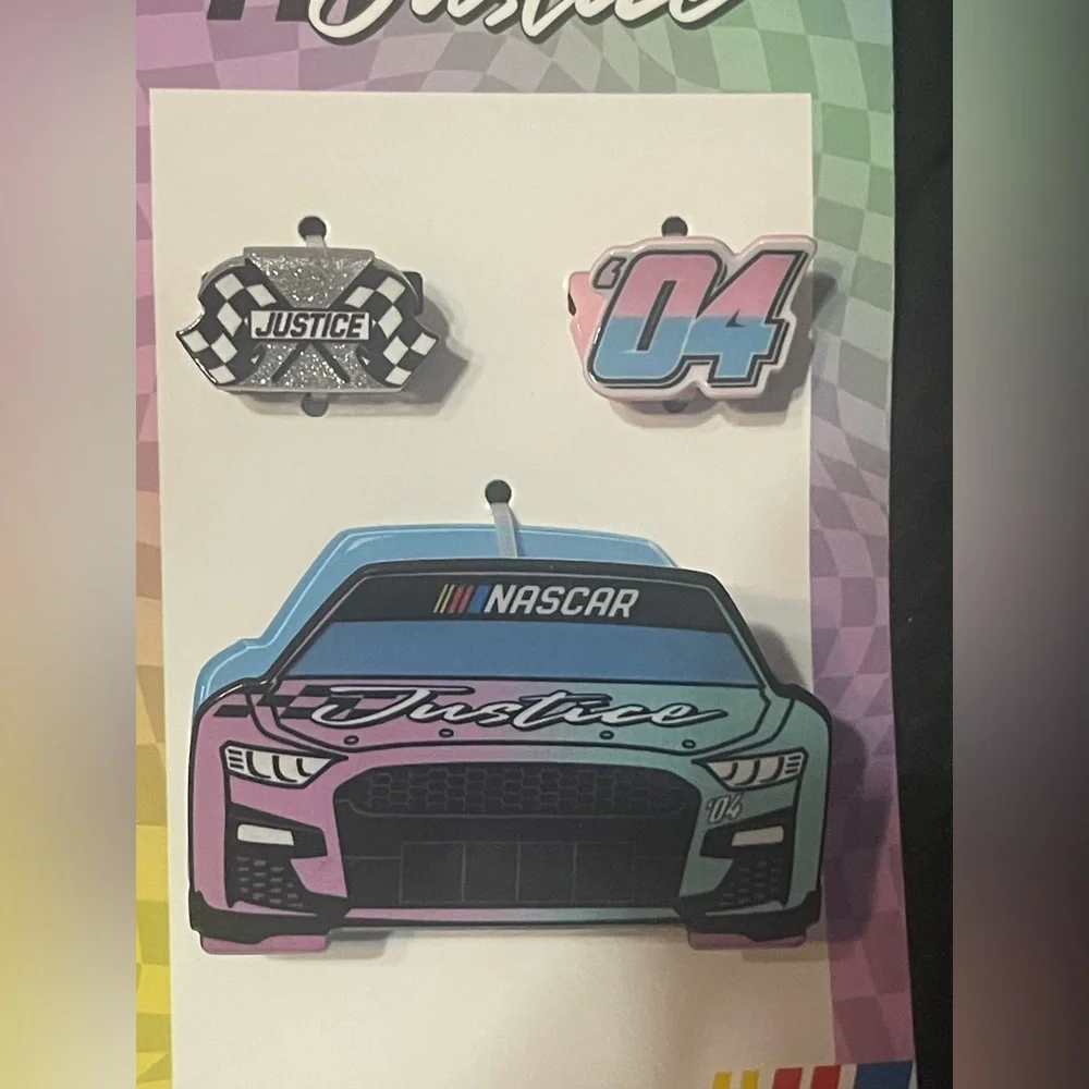 NWT Justice x NASCAR 3 Piece Claw Clip Set Racing Hair Accessories